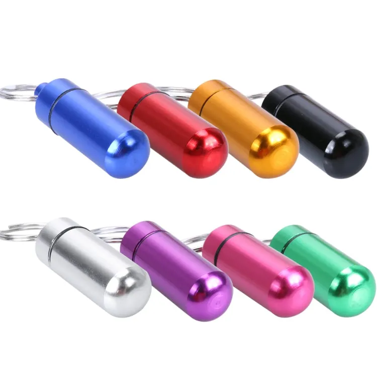 10pcs Portable Sealed Waterproof Aluminum Alloy First Aid Pill Bottle with Keychain(Blue)