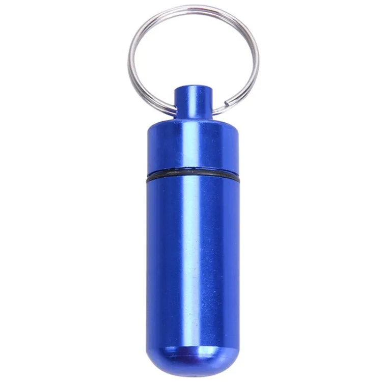 10pcs Portable Sealed Waterproof Aluminum Alloy First Aid Pill Bottle with Keychain(Blue)