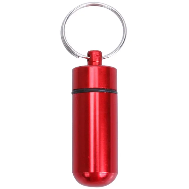 10pcs Portable Sealed Waterproof Aluminum Alloy First Aid Pill Bottle with Keychain(Red)