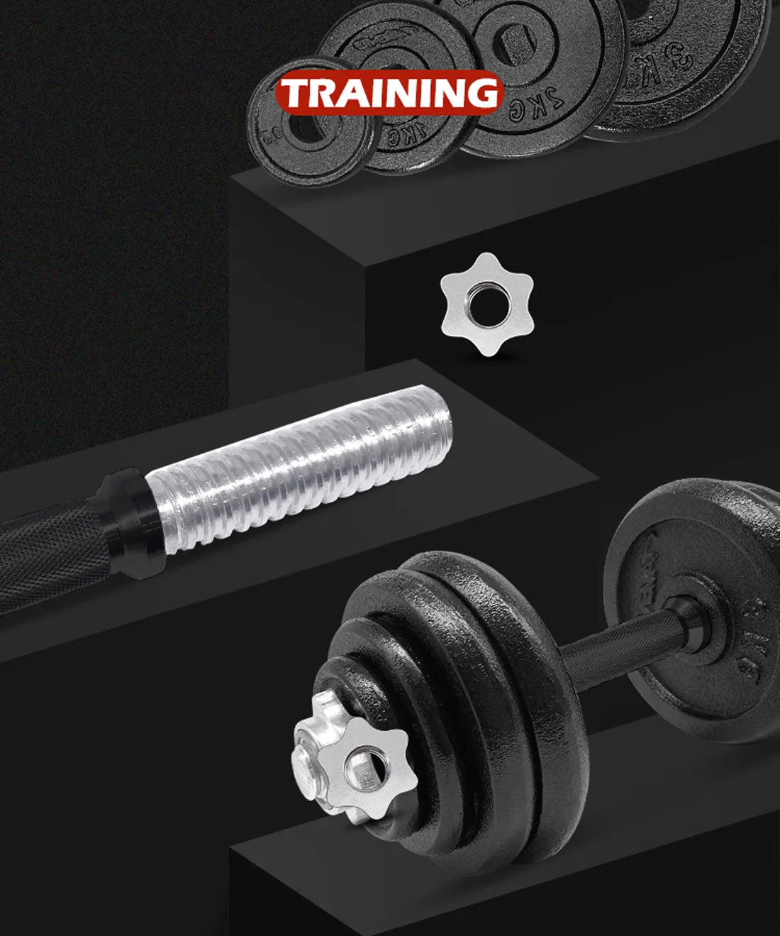 20KG Dumbbell Set Weight Dumbbells Home Gym Training Fitness BarBell Equipment Case