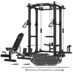 6-In-1 Power Rack, Cable Crossover, 90kg Weights - LSG GRK100