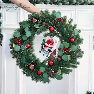 60cm/1.96ft Eucalyptus Leaves Red Berry Christmas Garland Wall Hangings SD0458