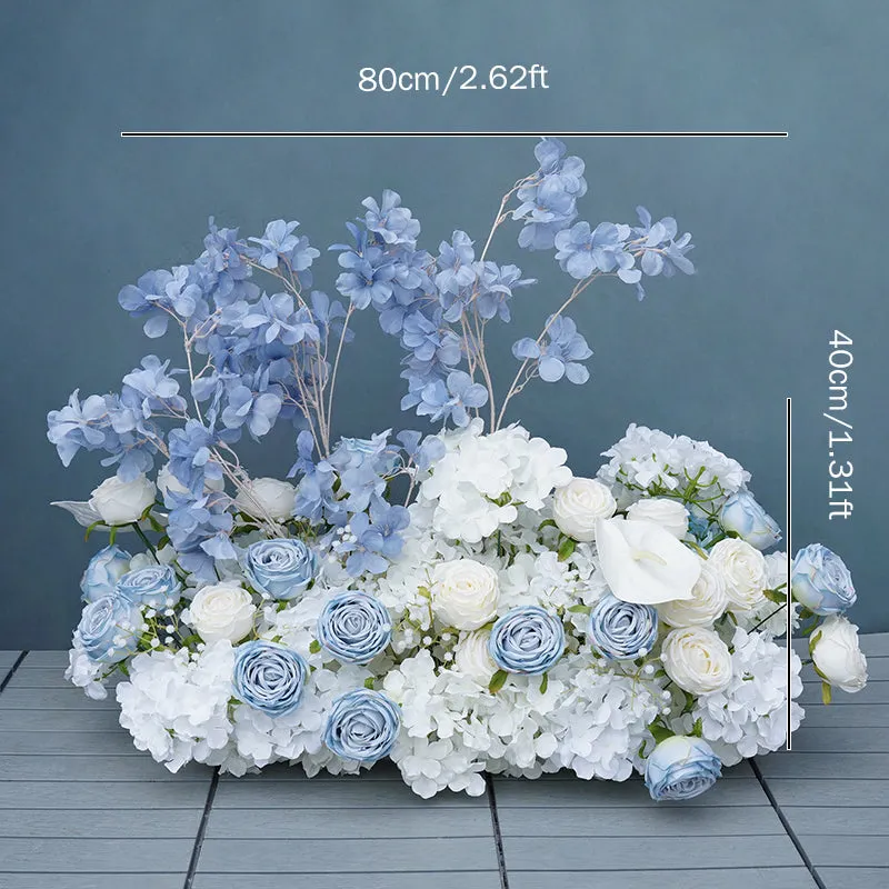 A356 A7724 Fog Blue White Rose Hydrangea Wedding Background Arch Decorative Flower Row