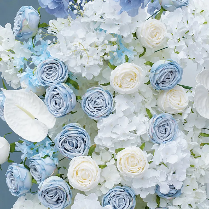 A356 A7724 Fog Blue White Rose Hydrangea Wedding Background Arch Decorative Flower Row