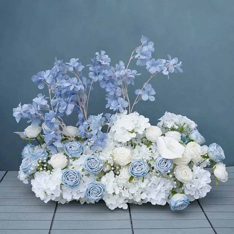 A356 A7724 Fog Blue White Rose Hydrangea Wedding Background Arch Decorative Flower Row