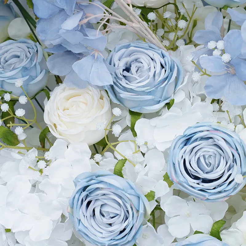 A356 A7724 Fog Blue White Rose Hydrangea Wedding Background Arch Decorative Flower Row