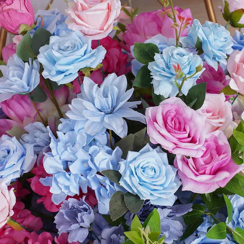 A8127 Blue Pink Wedding Backdrop KT Board Frame Arch Decor Floral Arrangement