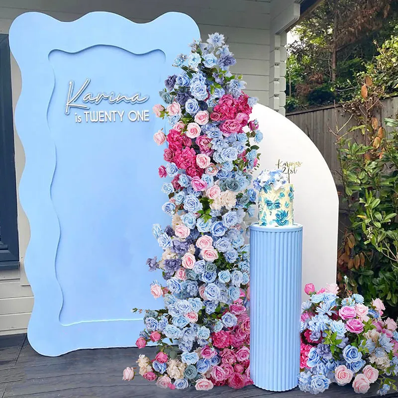 A8127 Blue Pink Wedding Backdrop KT Board Frame Arch Decor Floral Arrangement