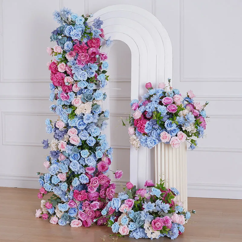 A8127 Blue Pink Wedding Backdrop KT Board Frame Arch Decor Floral Arrangement