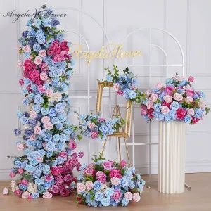 A8127 Blue Pink Wedding Backdrop KT Board Frame Arch Decor Floral Arrangement