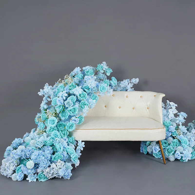 A8139  Blue Wedding Kt Board Backdrop Decor Floral Arrangement