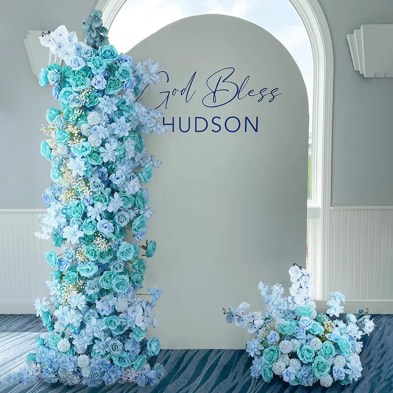 A8139  Blue Wedding Kt Board Backdrop Decor Floral Arrangement