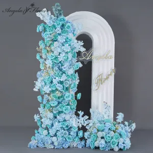 A8139  Blue Wedding Kt Board Backdrop Decor Floral Arrangement