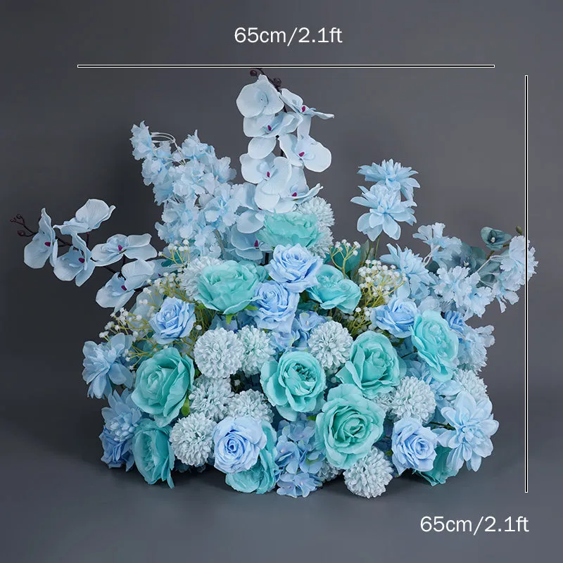 A8139  Blue Wedding Kt Board Backdrop Decor Floral Arrangement