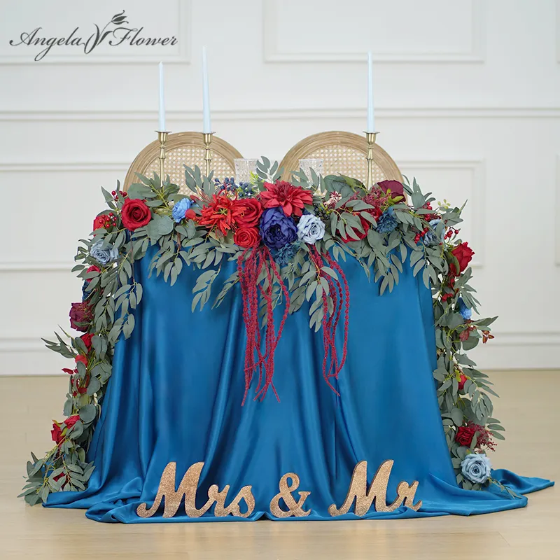 A8637 Red Blue Series Greenery Flower Rattan Table Flower Wedding Props