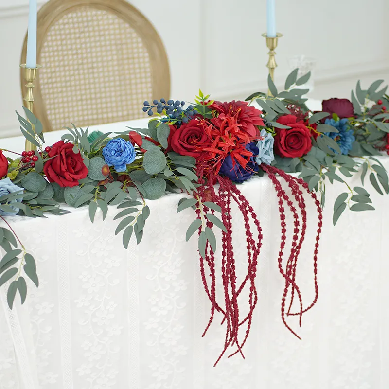 A8637 Red Blue Series Greenery Flower Rattan Table Flower Wedding Props