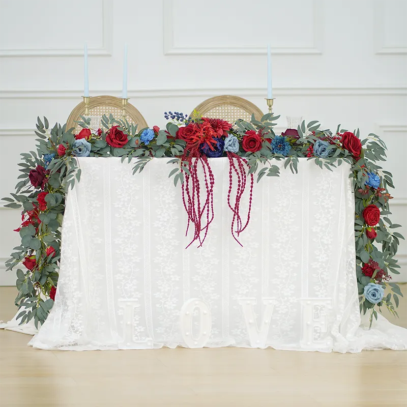 A8637 Red Blue Series Greenery Flower Rattan Table Flower Wedding Props