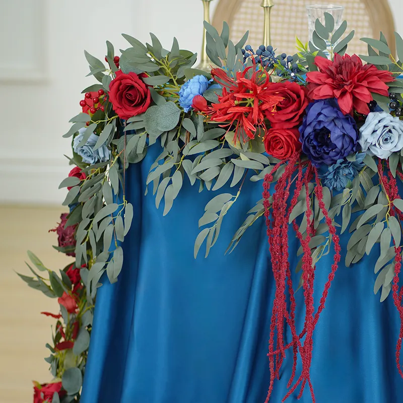 A8637 Red Blue Series Greenery Flower Rattan Table Flower Wedding Props