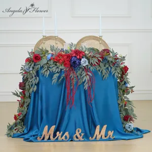 A8637 Red Blue Series Greenery Flower Rattan Table Flower Wedding Props