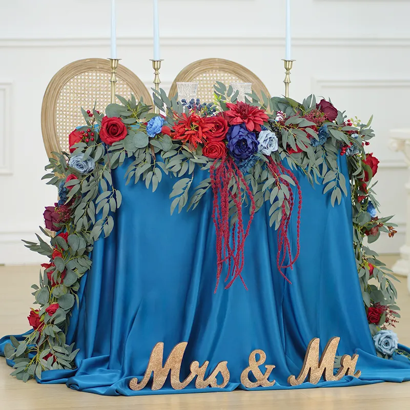 A8637 Red Blue Series Greenery Flower Rattan Table Flower Wedding Props
