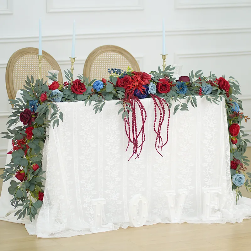 A8637 Red Blue Series Greenery Flower Rattan Table Flower Wedding Props