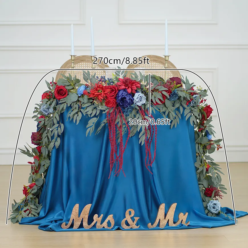 A8637 Red Blue Series Greenery Flower Rattan Table Flower Wedding Props