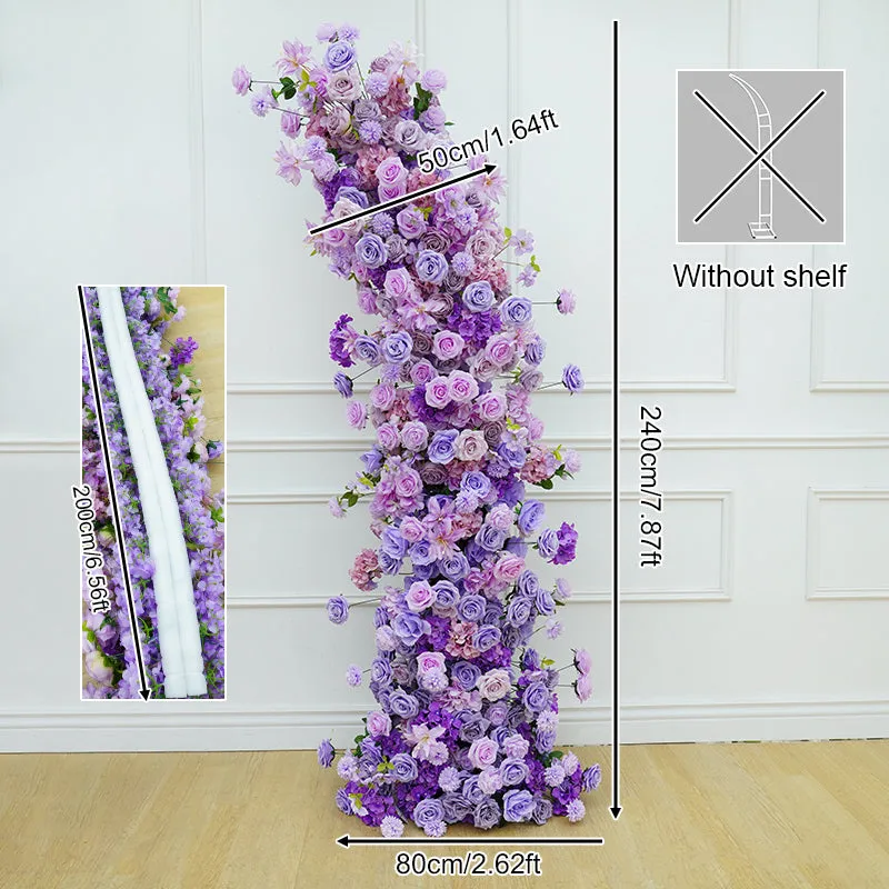 A8690 Purple Floral Arrangement Horn Arch Frame Wedding Decor Props