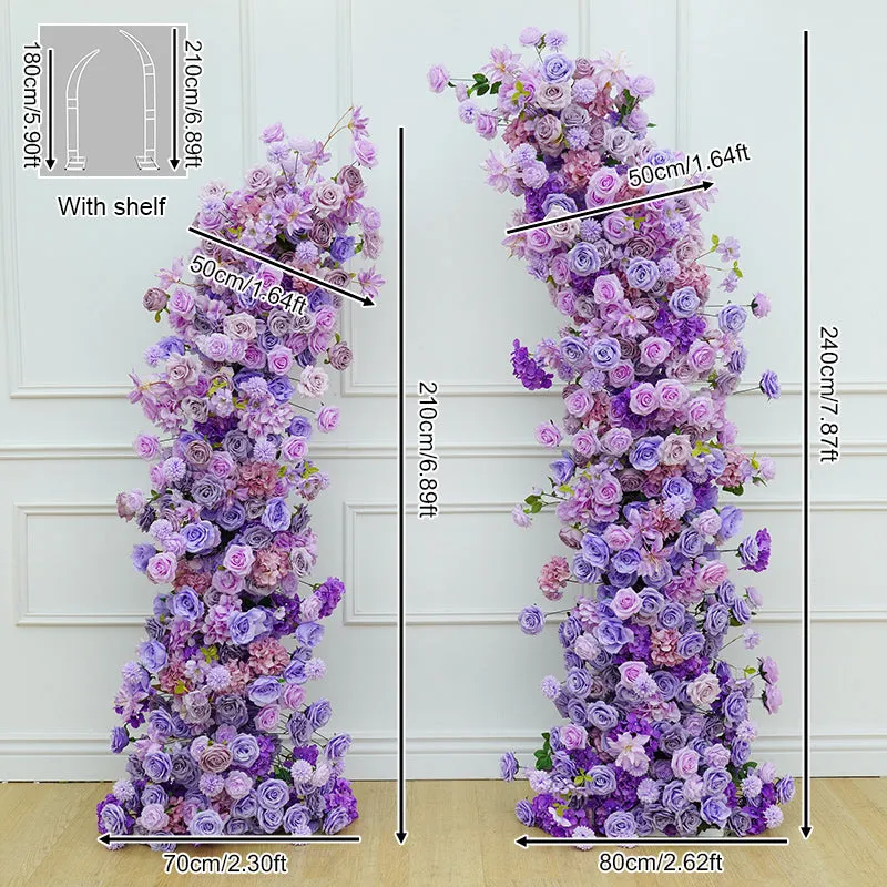 A8690 Purple Floral Arrangement Horn Arch Frame Wedding Decor Props