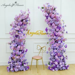 A8690 Purple Floral Arrangement Horn Arch Frame Wedding Decor Props