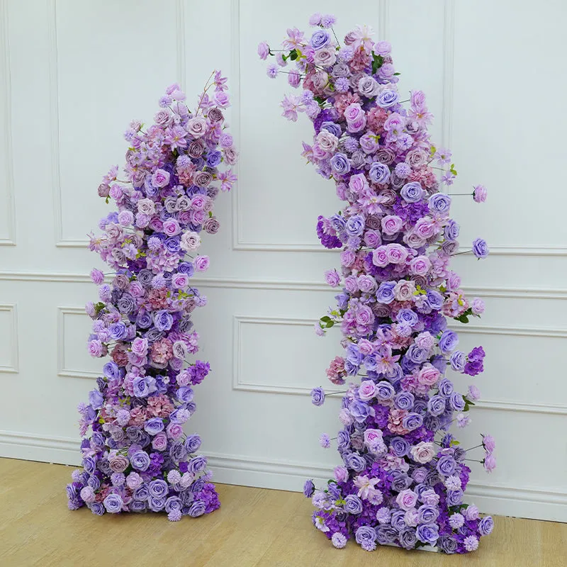 A8690 Purple Floral Arrangement Horn Arch Frame Wedding Decor Props