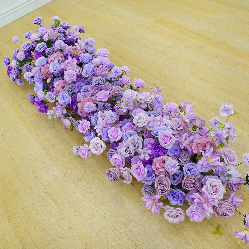 A8690 Purple Floral Arrangement Horn Arch Frame Wedding Decor Props