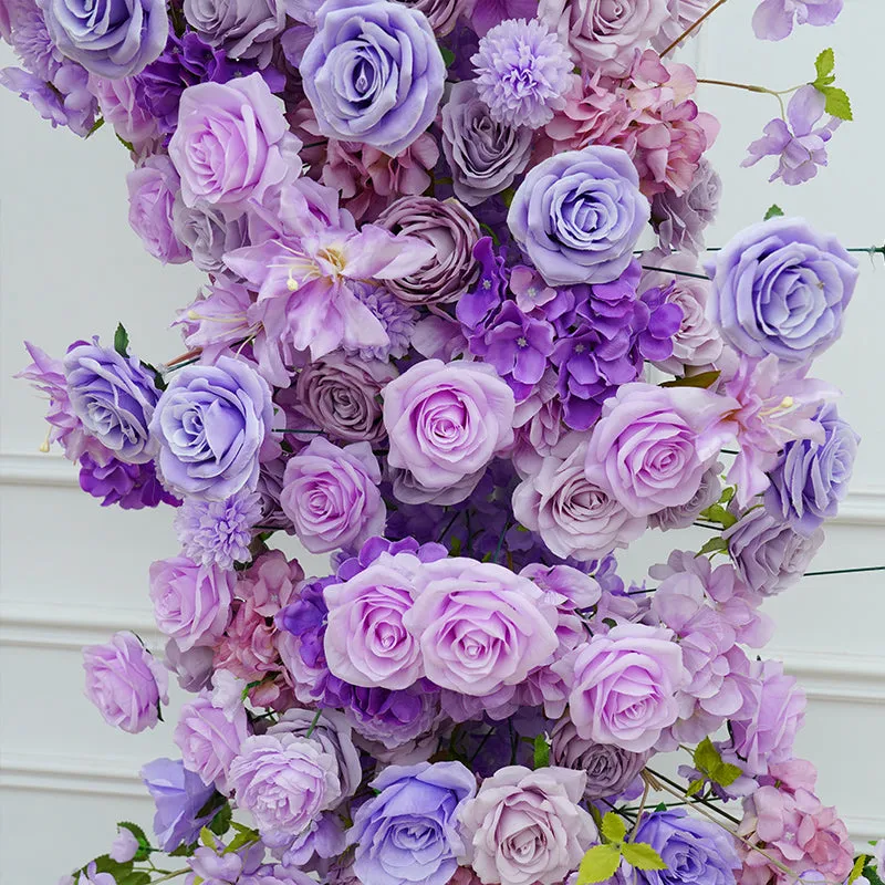 A8690 Purple Floral Arrangement Horn Arch Frame Wedding Decor Props
