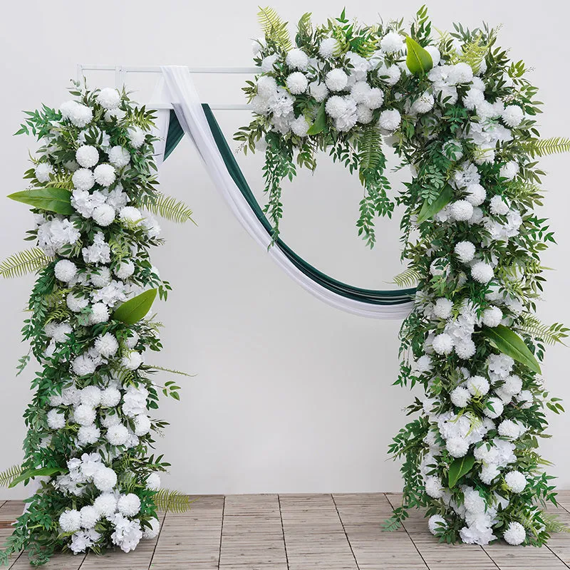 A8734 White Green Willow Leaf Arrangement Floral Event Stand Wedding Backdrop