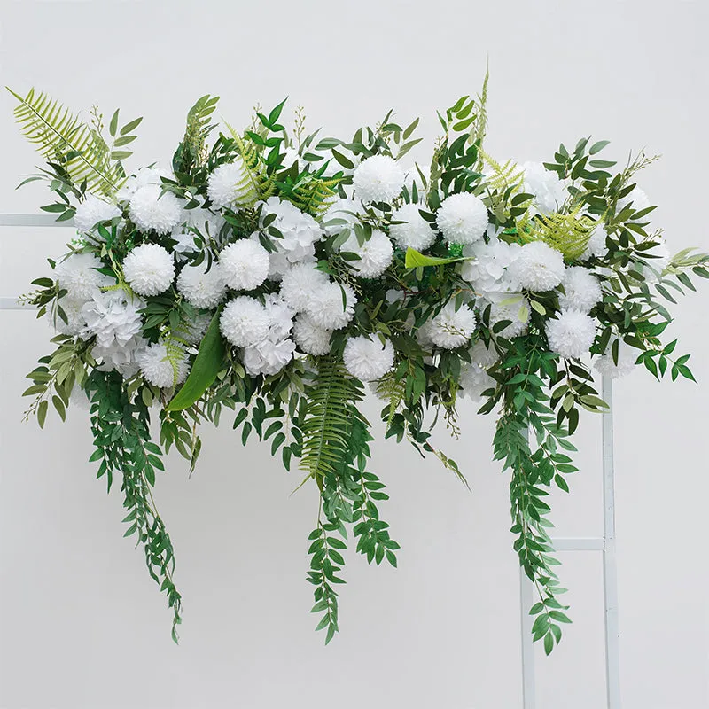 A8734 White Green Willow Leaf Arrangement Floral Event Stand Wedding Backdrop
