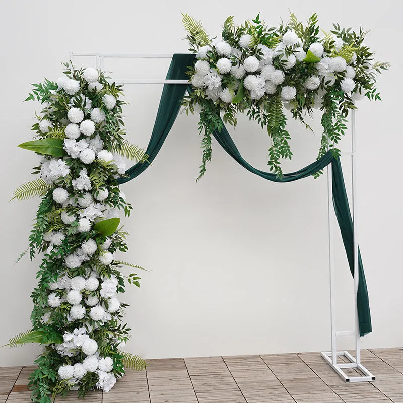 A8734 White Green Willow Leaf Arrangement Floral Event Stand Wedding Backdrop