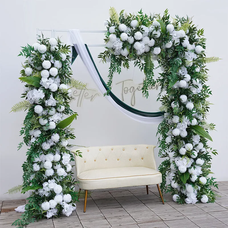 A8734 White Green Willow Leaf Arrangement Floral Event Stand Wedding Backdrop