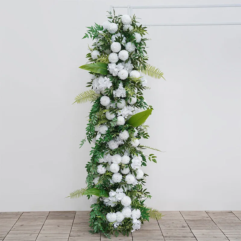 A8734 White Green Willow Leaf Arrangement Floral Event Stand Wedding Backdrop
