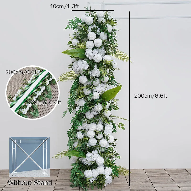 A8734 White Green Willow Leaf Arrangement Floral Event Stand Wedding Backdrop