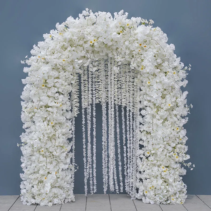 A8742 White Cherry Blossom Arrangement Wedding Backdrop Arch Frame Decor