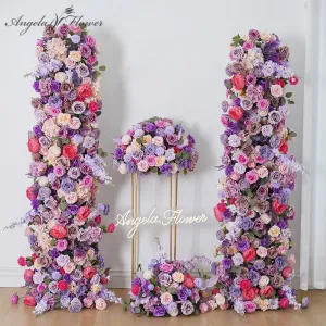 A8775 Purple Wedding Centerpieces For Tables Sofa Runner Flower Row