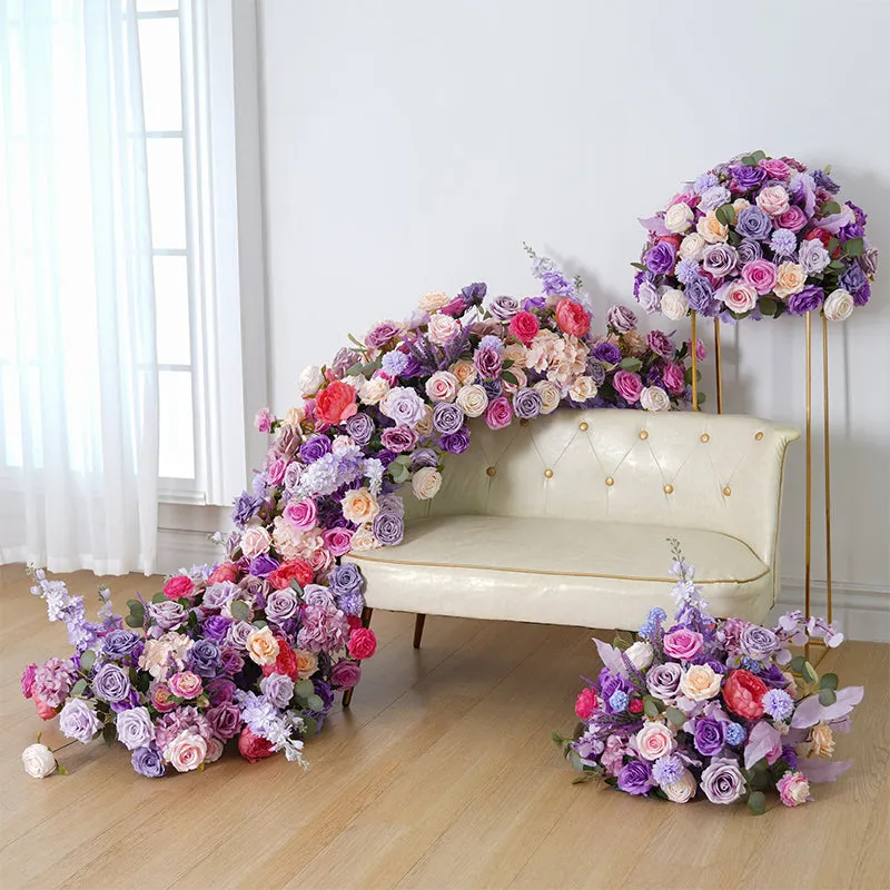 A8775 Purple Wedding Centerpieces For Tables Sofa Runner Flower Row