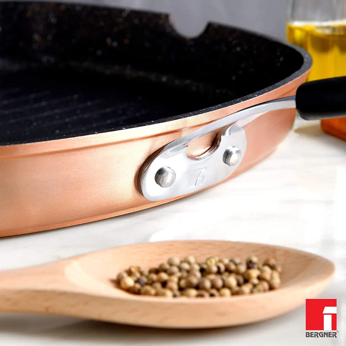 BERGNER INFINITY CHEFS ALUMINIUM NON-STICK Grill Pan (28 cm), Induction Base - BGIC-1004B