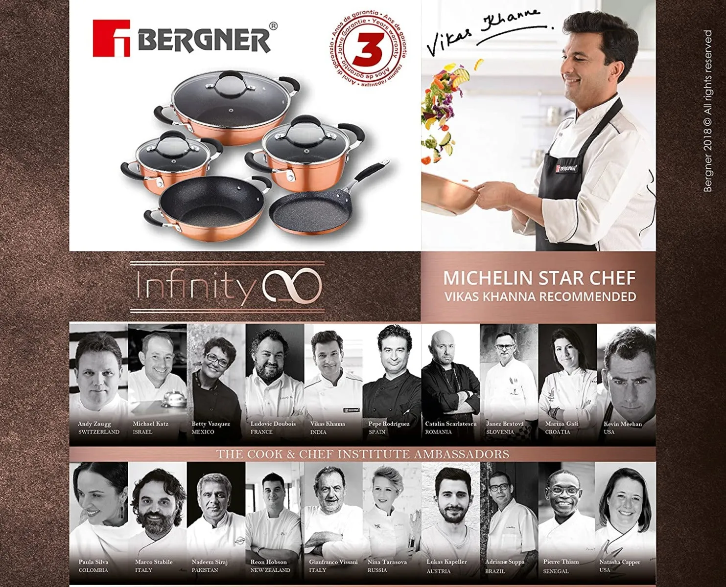 BERGNER INFINITY CHEFS ALUMINIUM NON-STICK Grill Pan (28 cm), Induction Base - BGIC-1004B