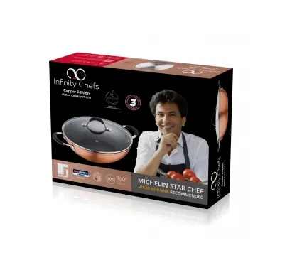 Bergner Infinity Chefs Aluminium Non-Stick Kadai with Lid (20cm)