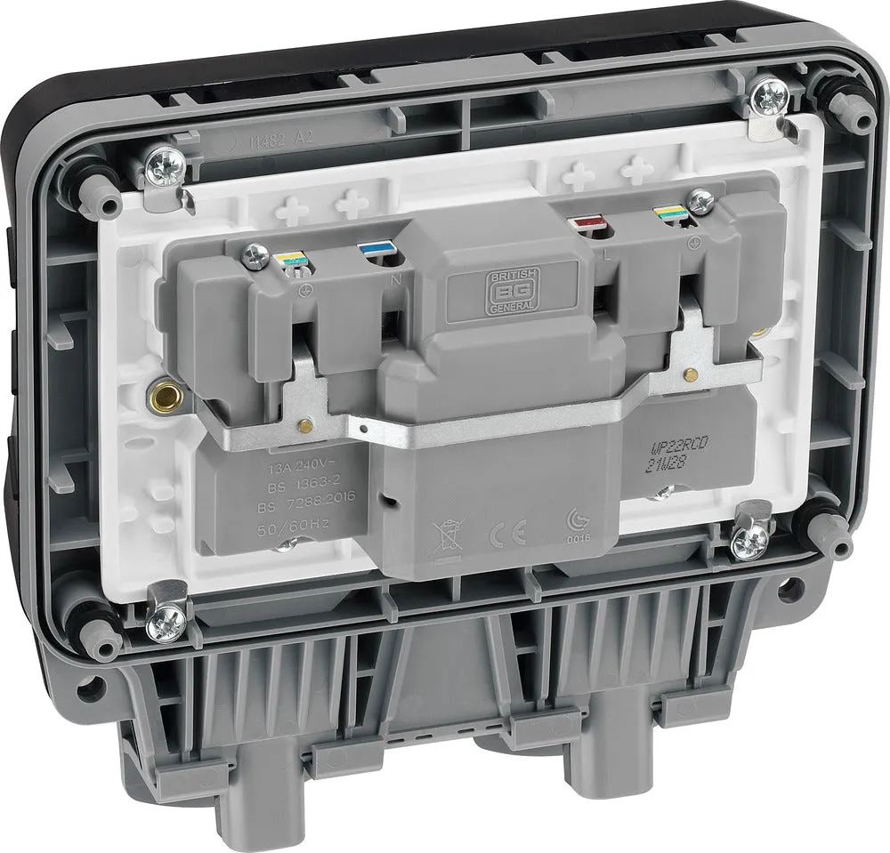 BG WP22RCD Weatherproof Nexus Storm 13A 2G RCD Switched Socket (Latching)