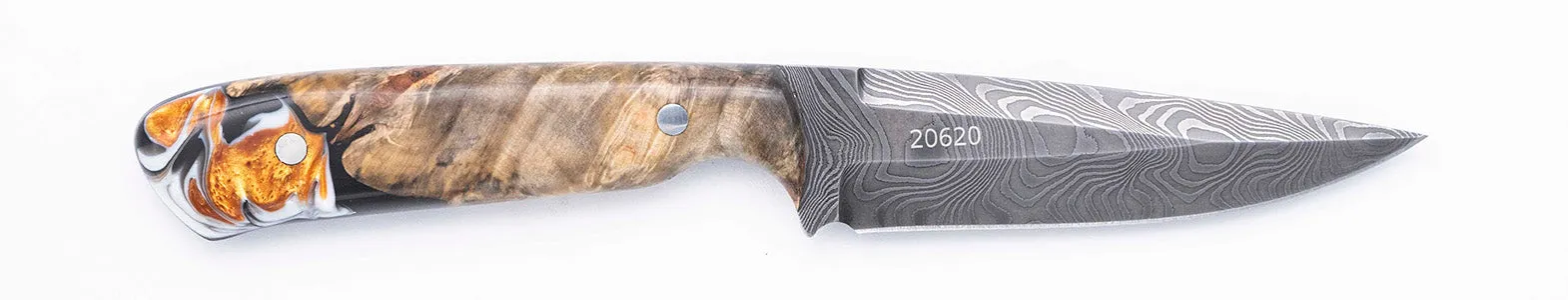 Carved Damascus Field Knife #20620