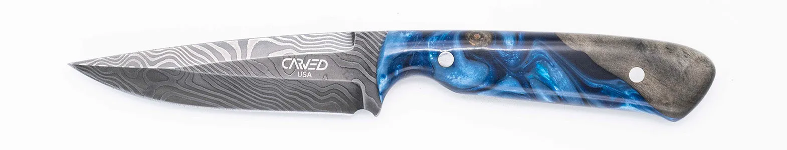 Carved Damascus Field Knife #20634