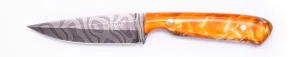 Carved Damascus Field Knife #20644