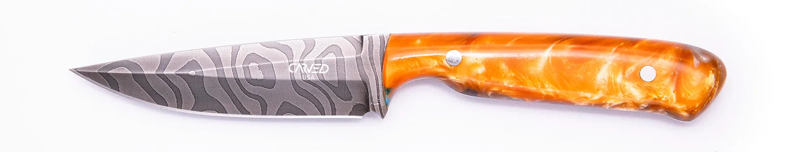 Carved Damascus Field Knife #20644