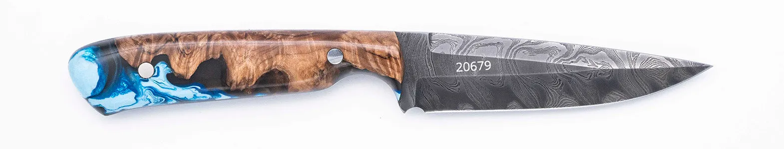 Carved Damascus Field Knife #20679